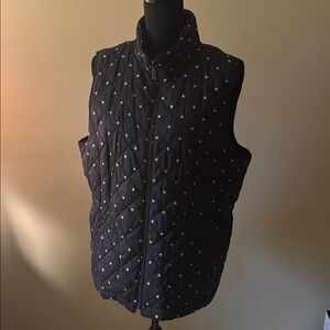 Talbots Black Vest with Cream Polka Dots